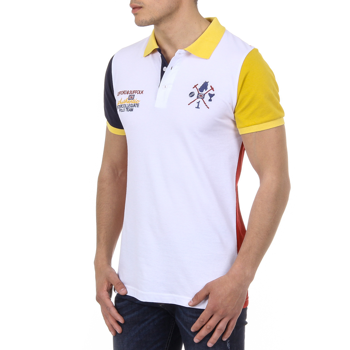Polo Ufford & Suffolk Polo Club para hombre, manga corta, US009, blanco