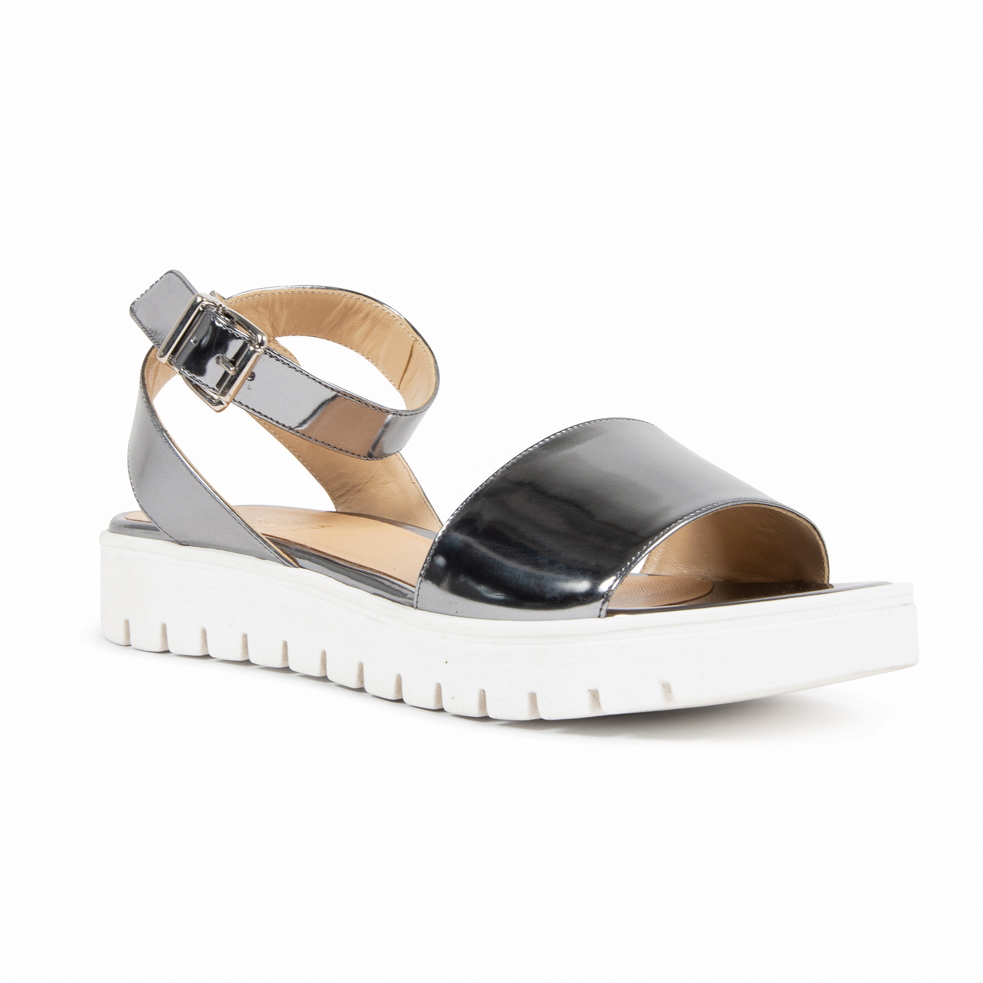 V1969 Italia Womens Platform Sandal Silver E3128 SPECCHIO STOP MET ACCIAIO