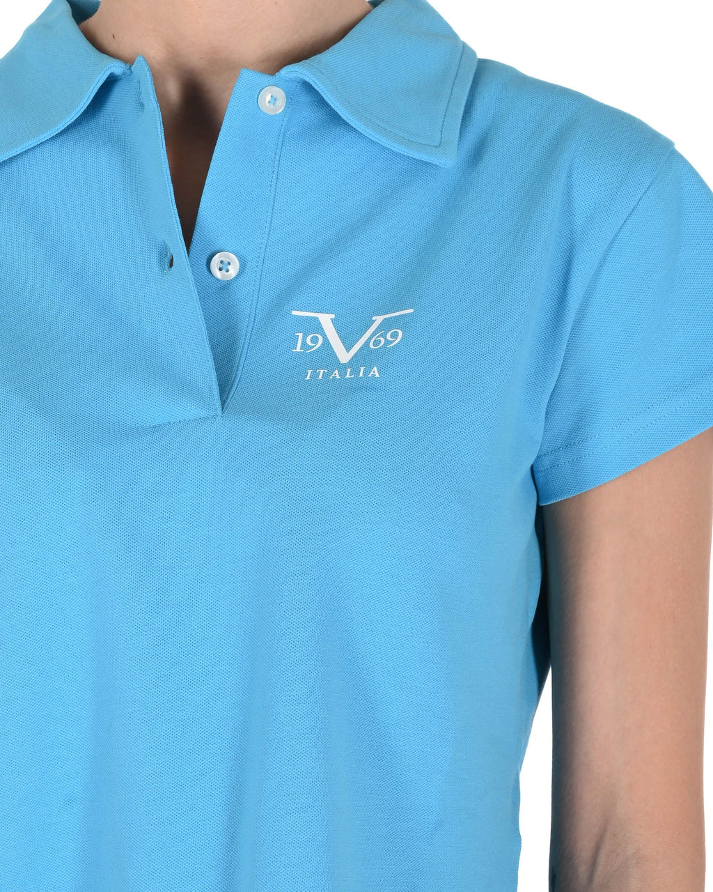 19V69 Italia Womens Cropped Pique Polo VSC1WPL01 AZURE