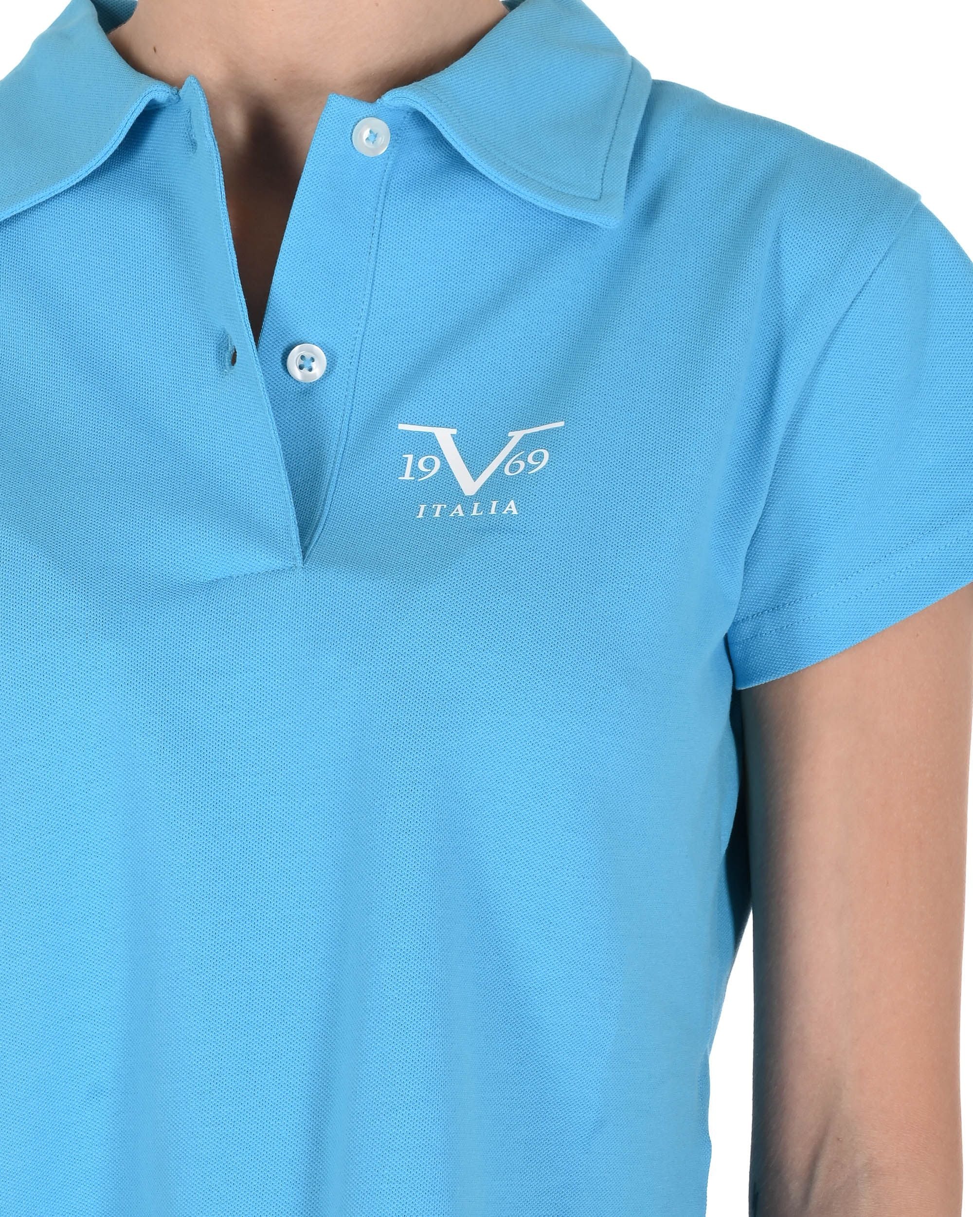 19V69 Italia Womens Cropped Pique Polo VSC1WPL01 AZURE