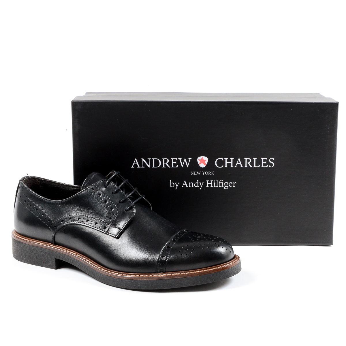 Andrew Charles Mens Brogue Shoe Black LOU