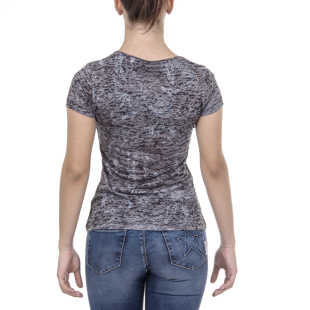Andrew Charles Womens T-shirt Short Sleeves V-Neck Black ALEXA