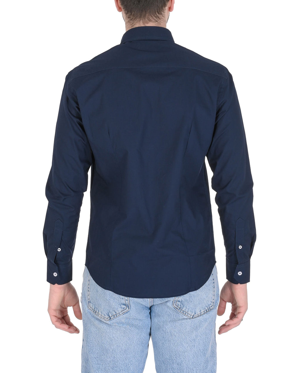 Camisa italiana 19V69 para hombre, corte entallado, color azul marino Alexander