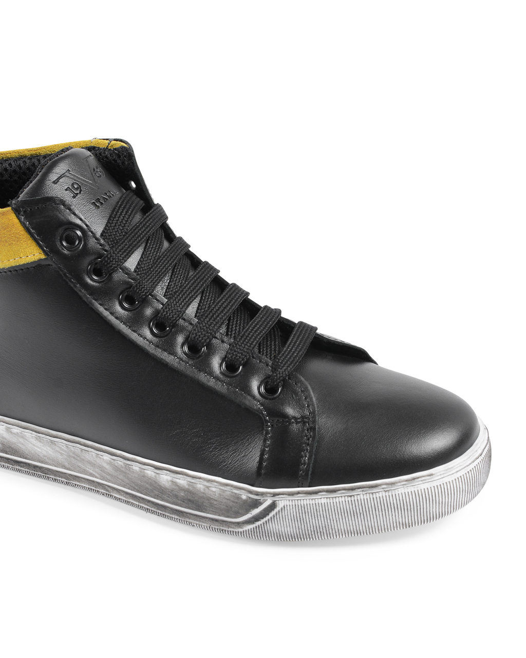 19V69 Italia Mens Sneaker Black Yellow 2130 VITELLO NERO CAM GIALLO
