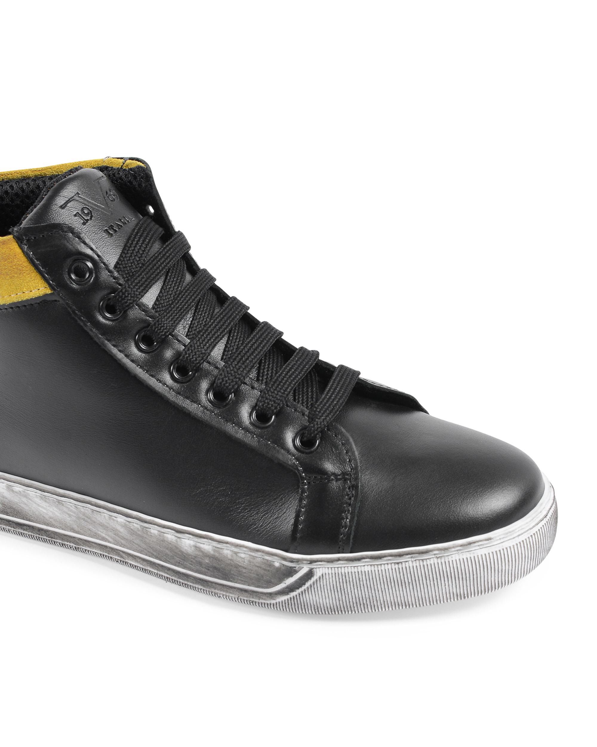 19V69 Italia Mens Sneaker Black Yellow 2130 VITELLO NERO CAM GIALLO