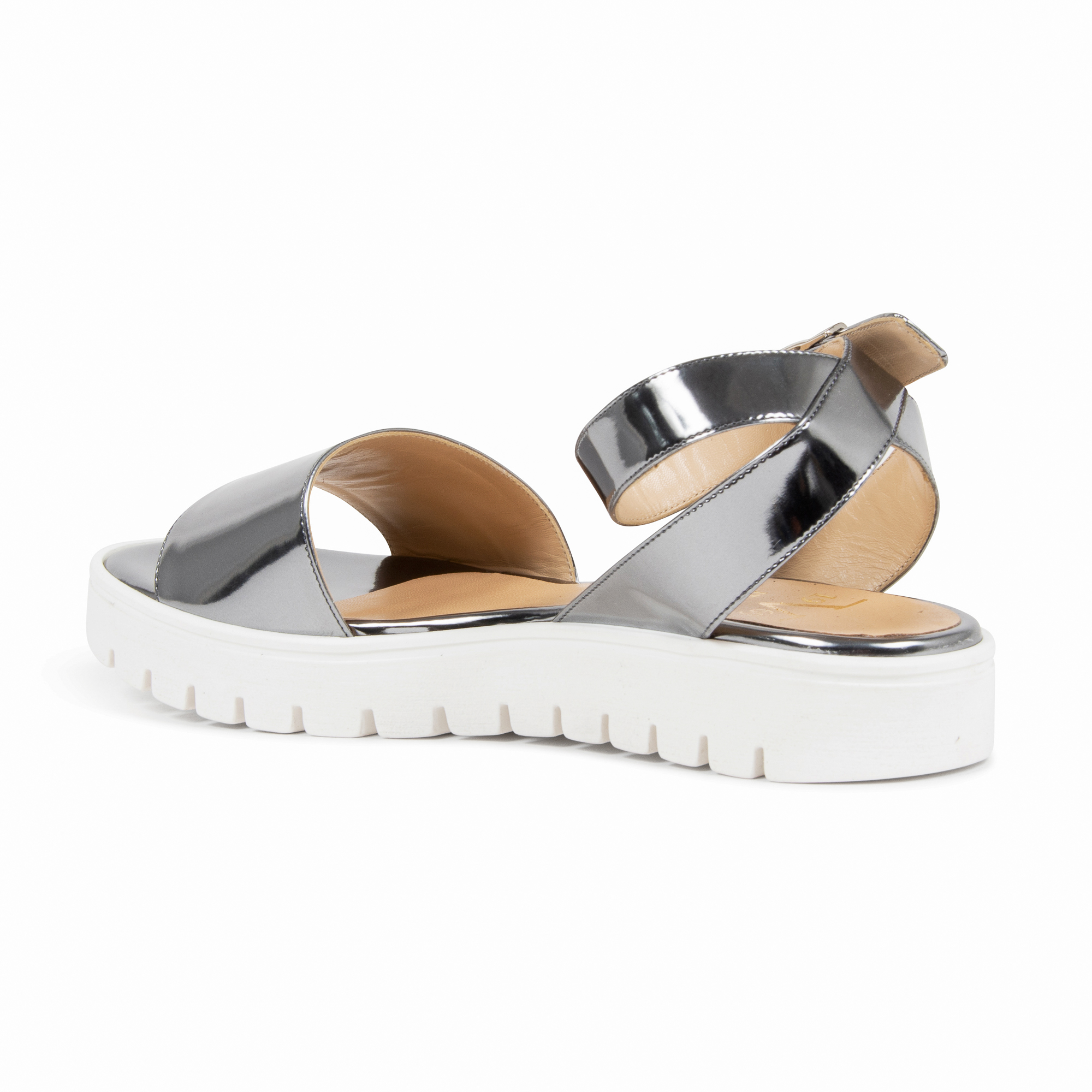 V1969 Italia Womens Platform Sandal Silver E3128 SPECCHIO STOP MET ACCIAIO