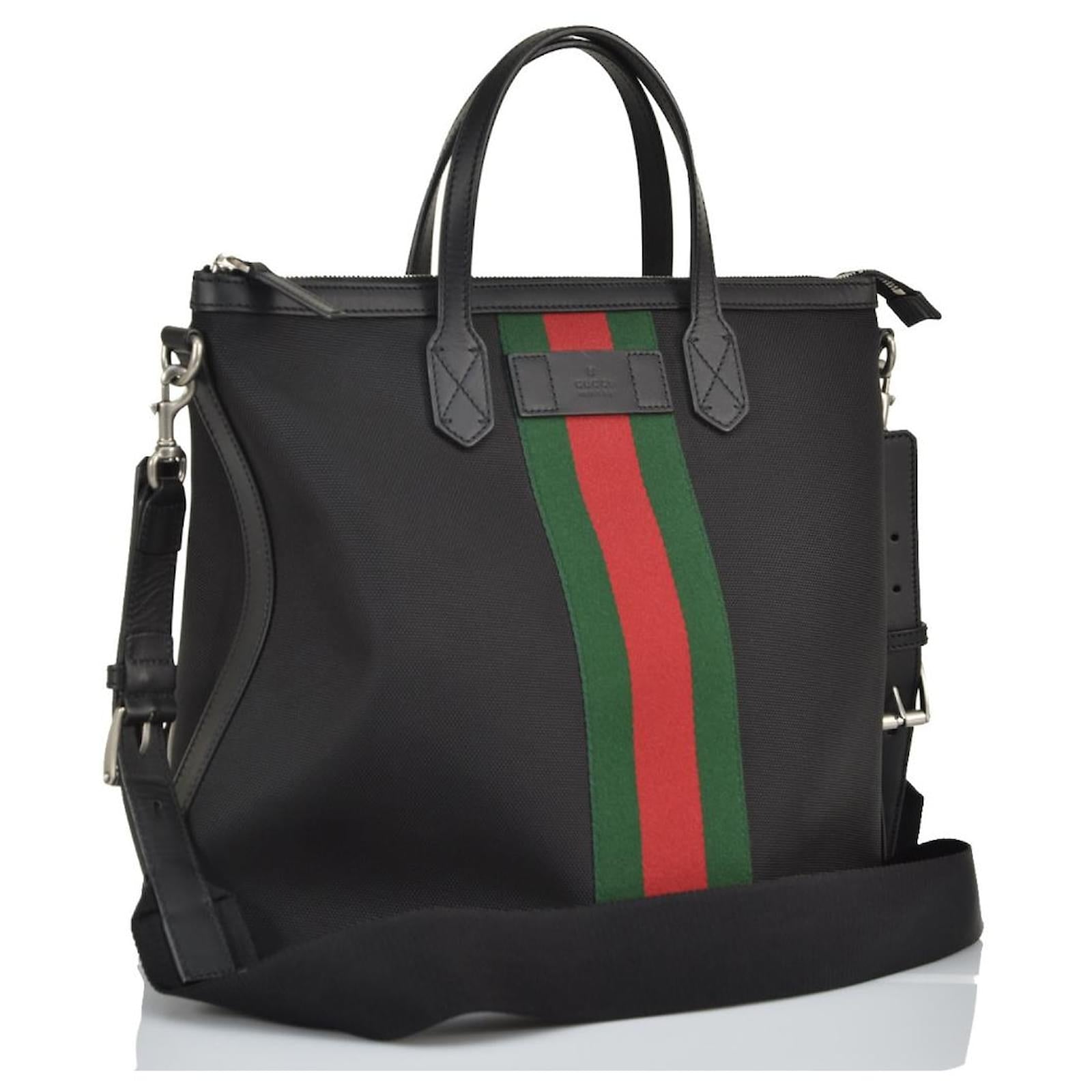 Bolso tote Gucci Web Stripe para hombre, color negro
