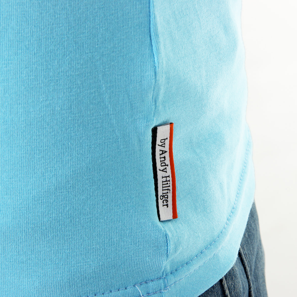 Camiseta Andrew Charles para hombre, manga corta, cuello en V, azul claro, KENAN