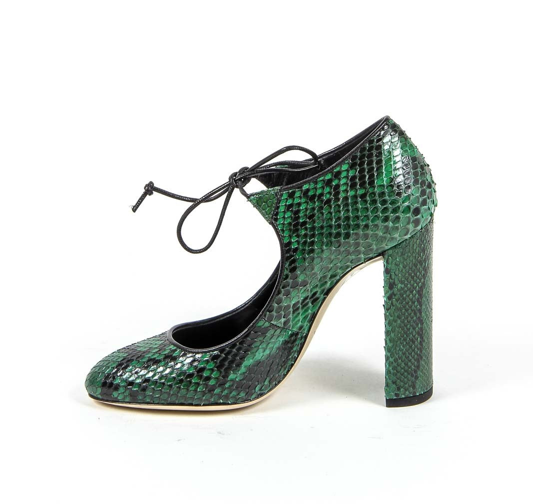 Zapatos de tacón con cordones para mujer V 1969 Italia 3111302 PITONE VERDE
