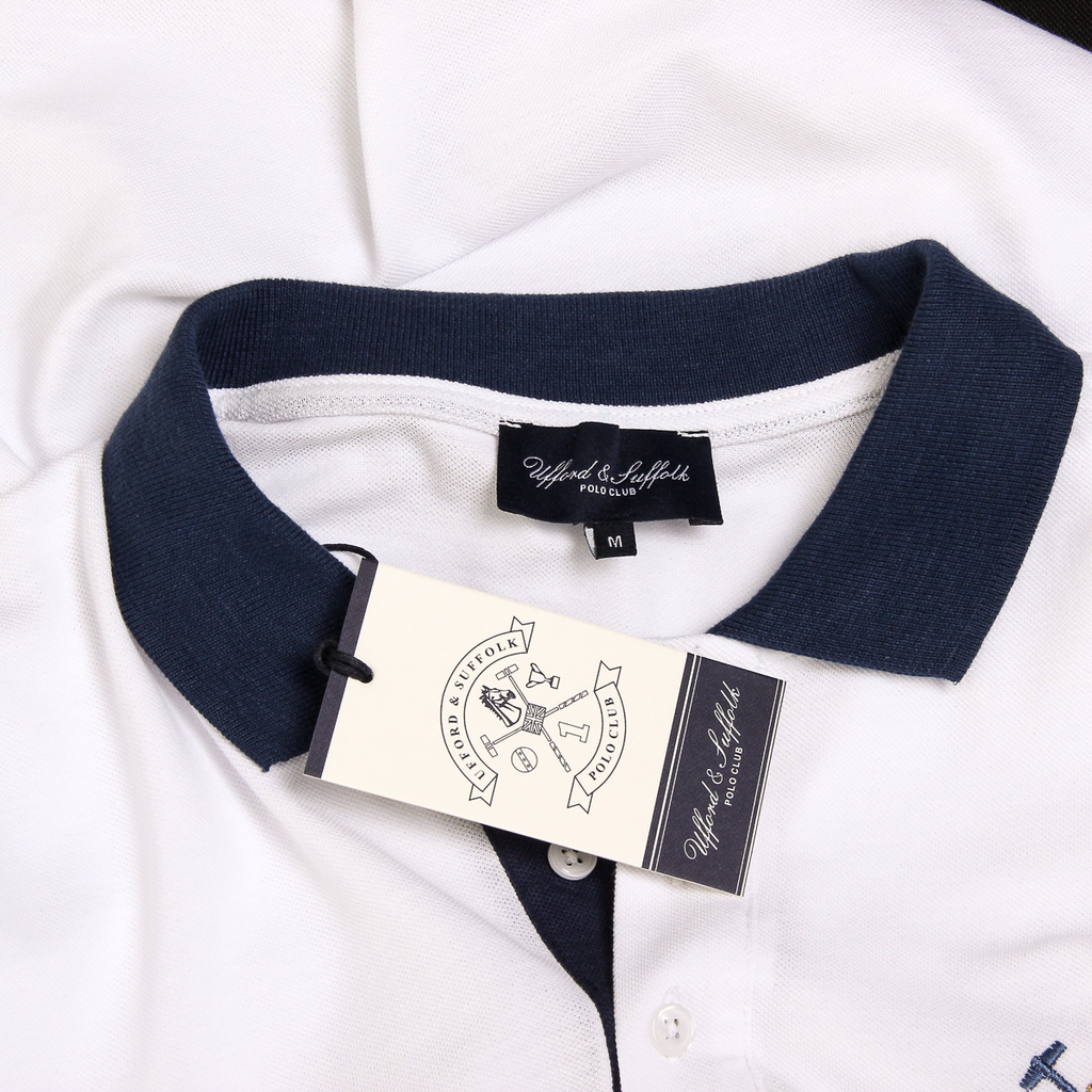 Polo Ufford & Suffolk Polo Club para hombre, manga corta, US002, blanco