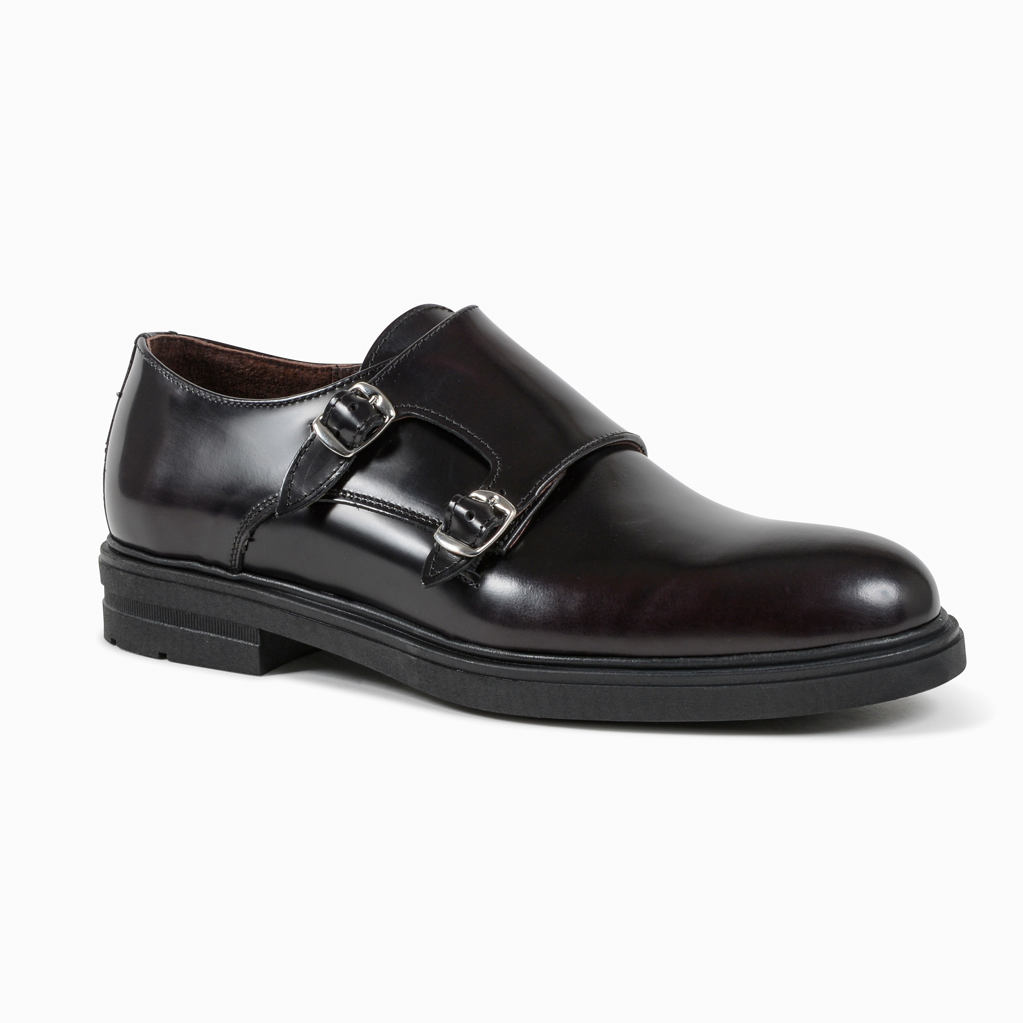 19V69 Italia - Zapato de doble hebilla para hombre, color burdeos, 1210 P ABRASIVATO BORDEAUX