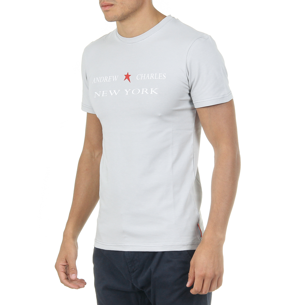 Camiseta Andrew Charles para hombre, manga corta, cuello redondo, gris claro, KEITA