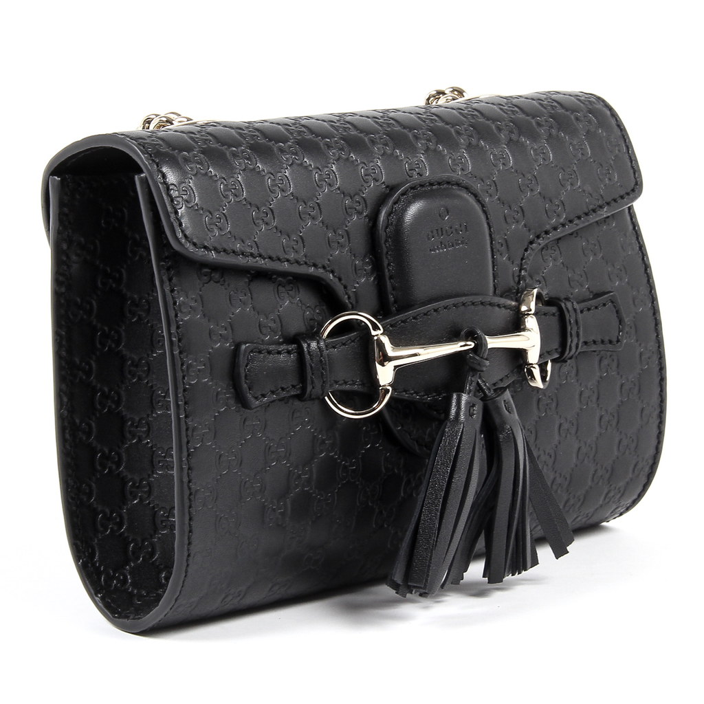 Gucci Womens Handbag GG Guccissima Black 449636 1000