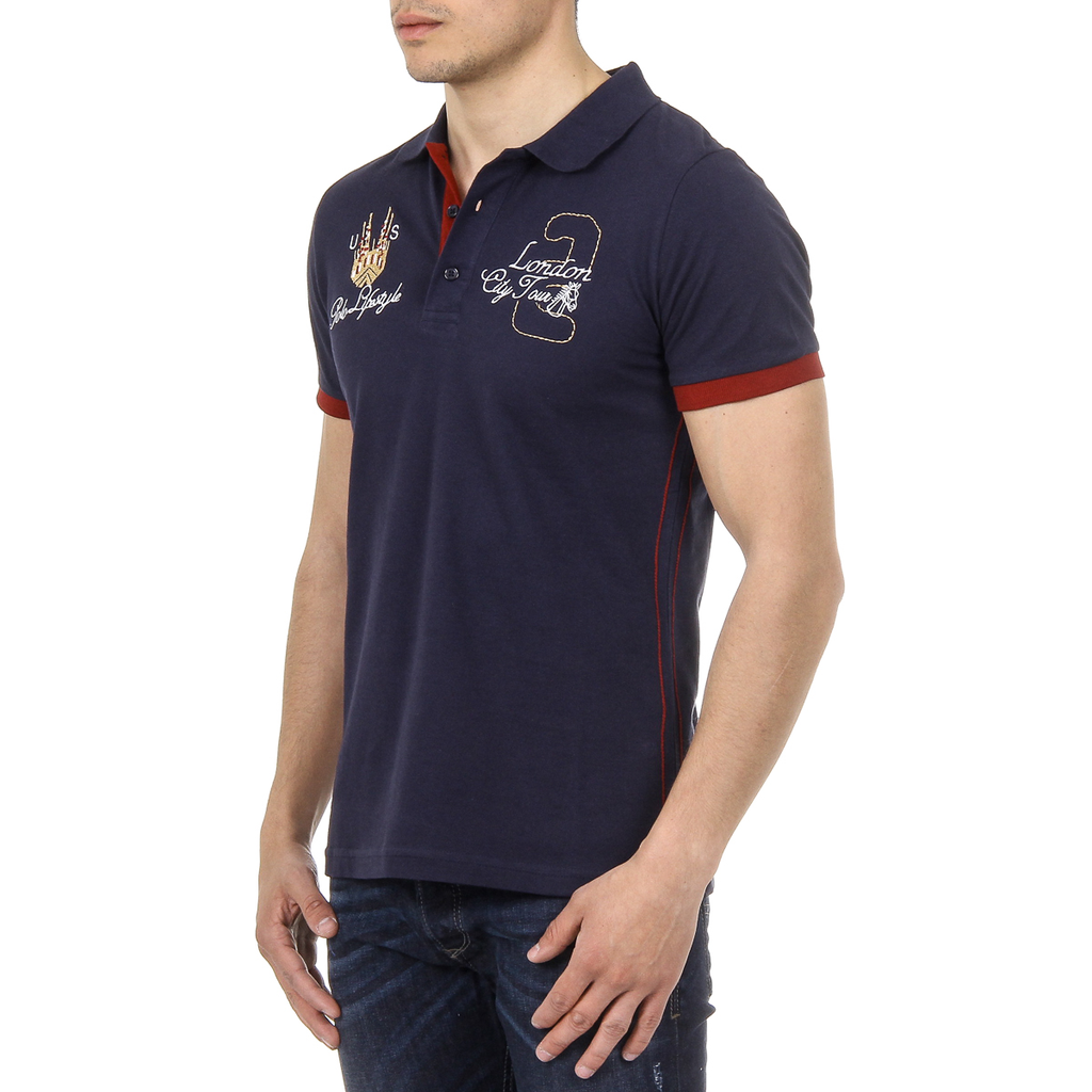 Polo Ufford & Suffolk Polo Club para hombre, manga corta, US005, azul marino