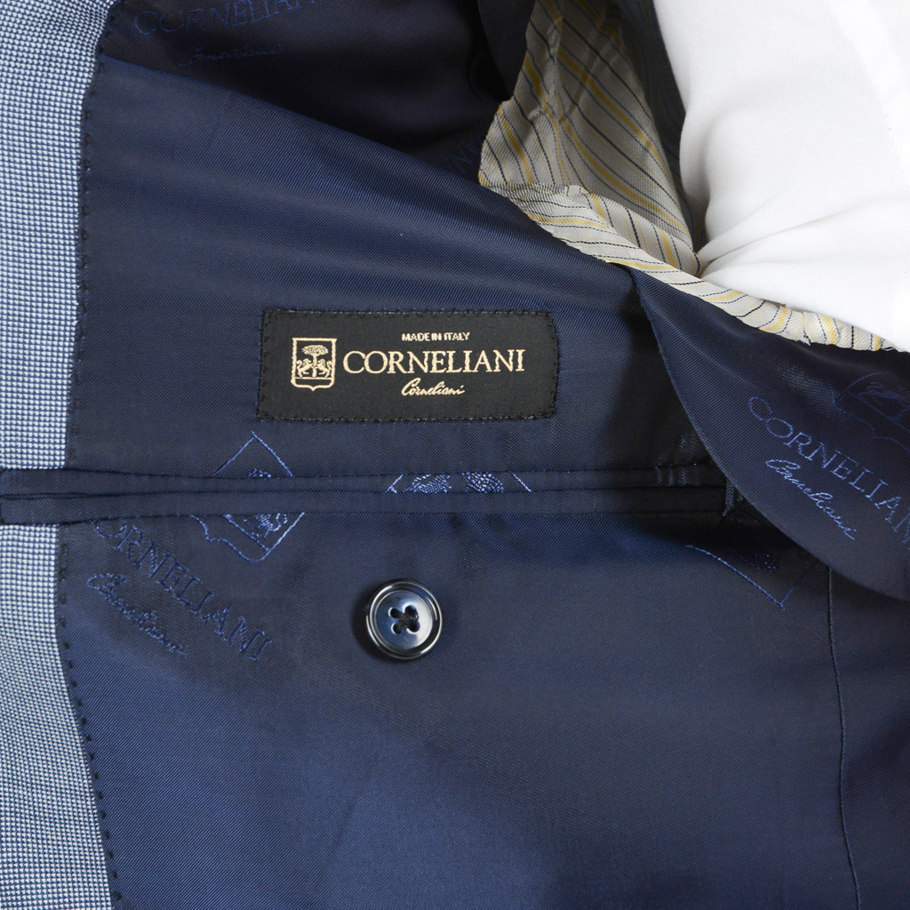 Corneliani Mens Suit Long Sleeves Light Blue Super 110's
