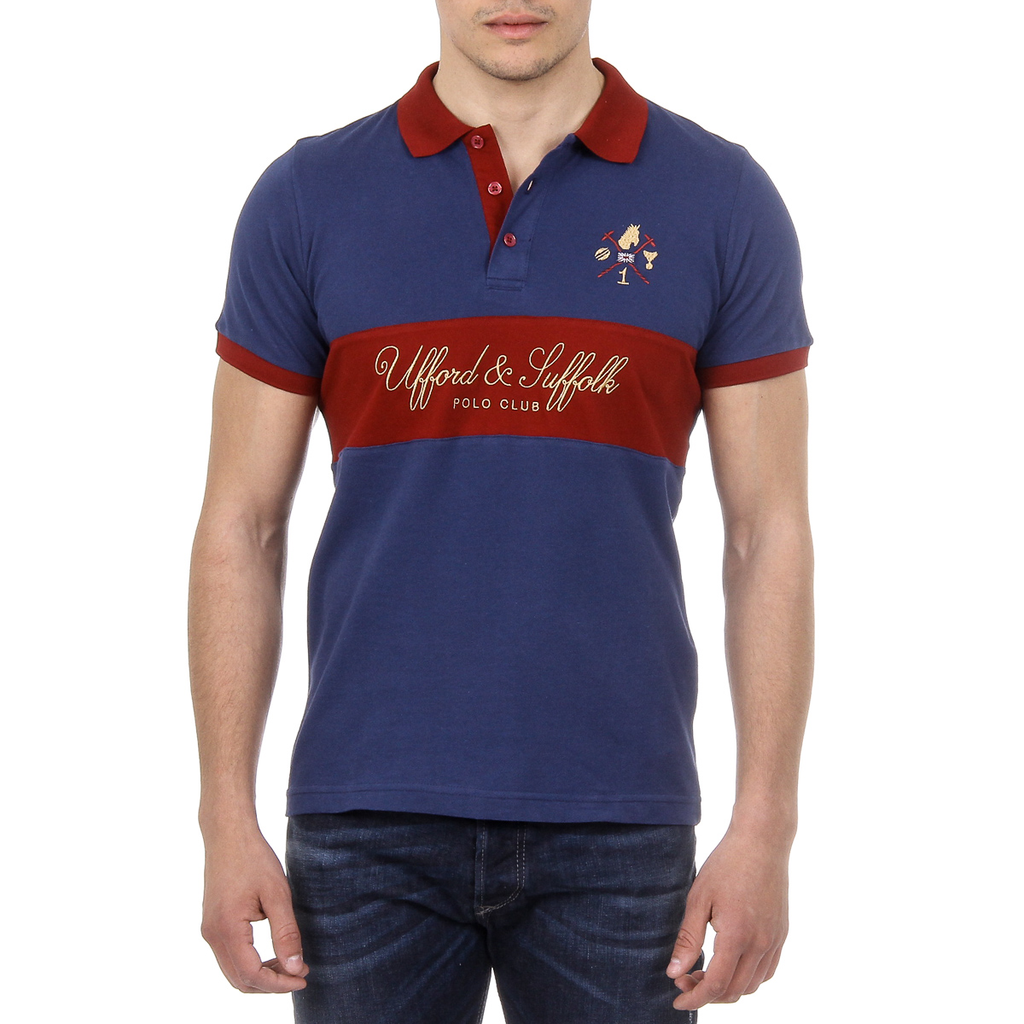 Polo Ufford & Suffolk Polo Club para hombre, manga corta, US002, azul marino