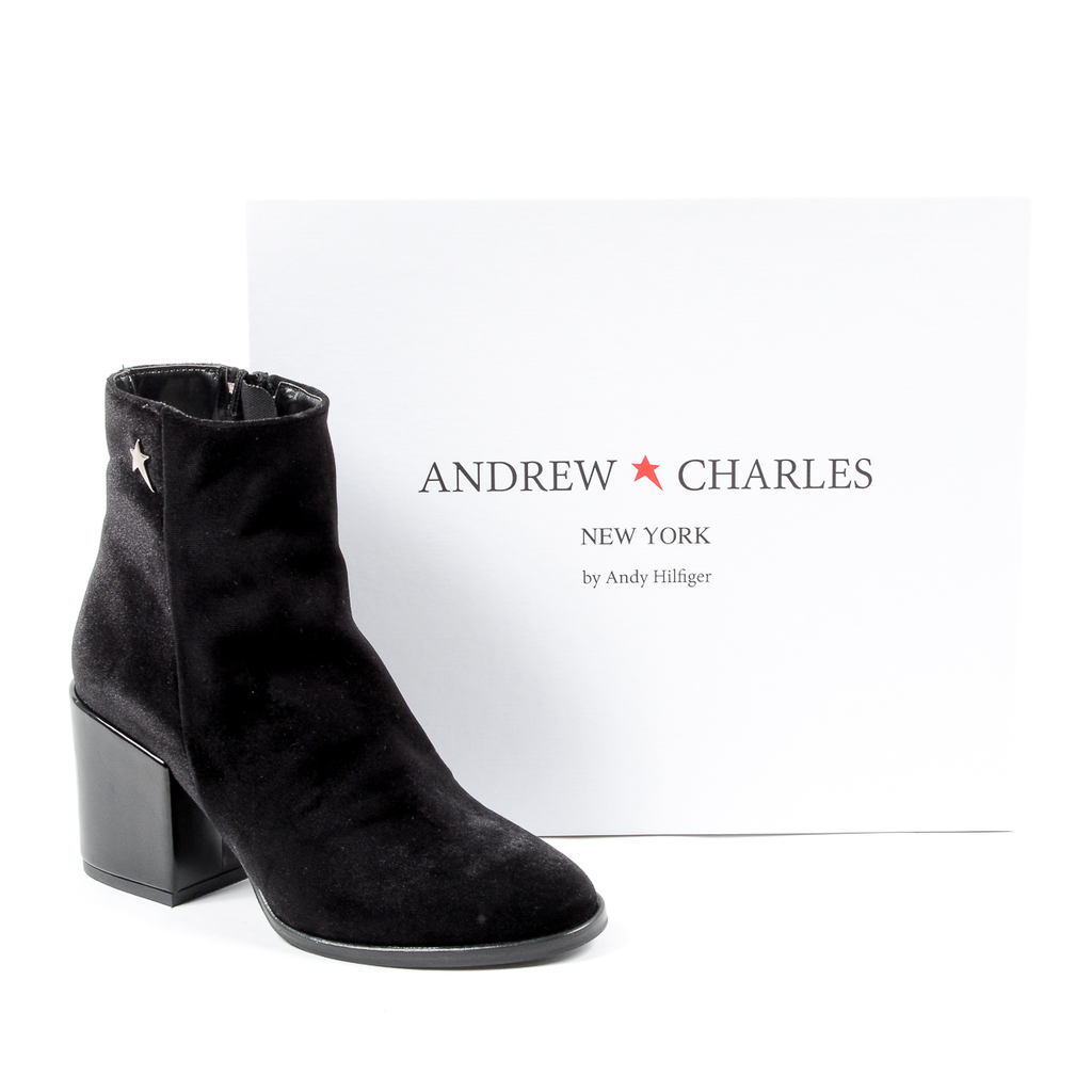 Andrew Charles Womens Heeled Ankle Boot Black CHARLIZE
