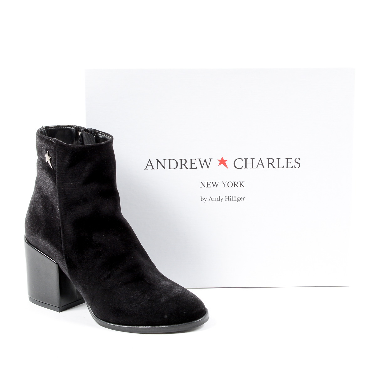 Andrew Charles Womens Heeled Ankle Boot Black CHARLIZE
