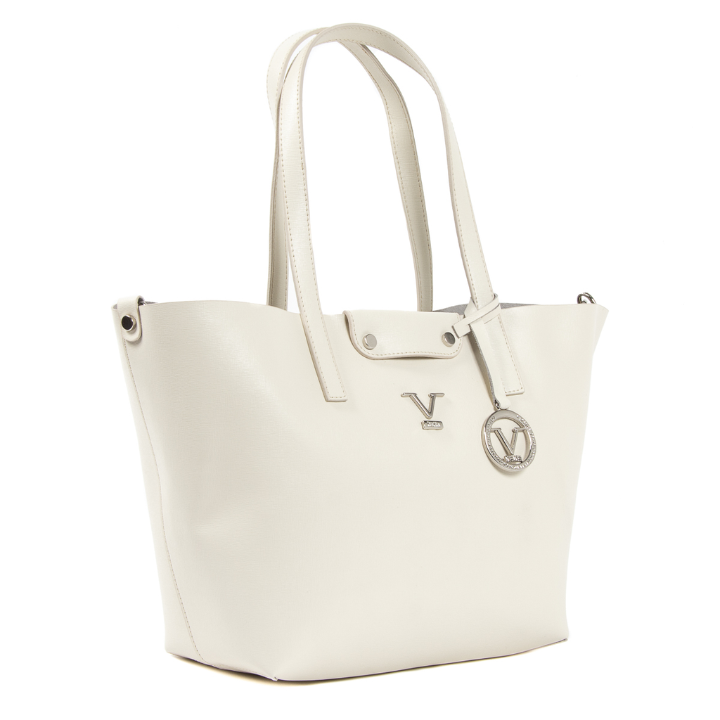 Bolso de mano para mujer V 1969 Italia en JERSEY blanco