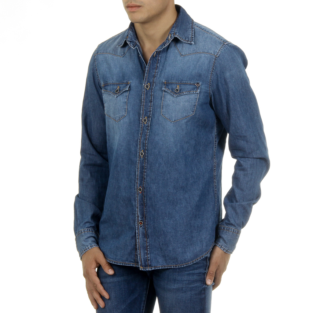 Camisa vaquera de manga larga para hombre de Andrew Charles CAMILIA