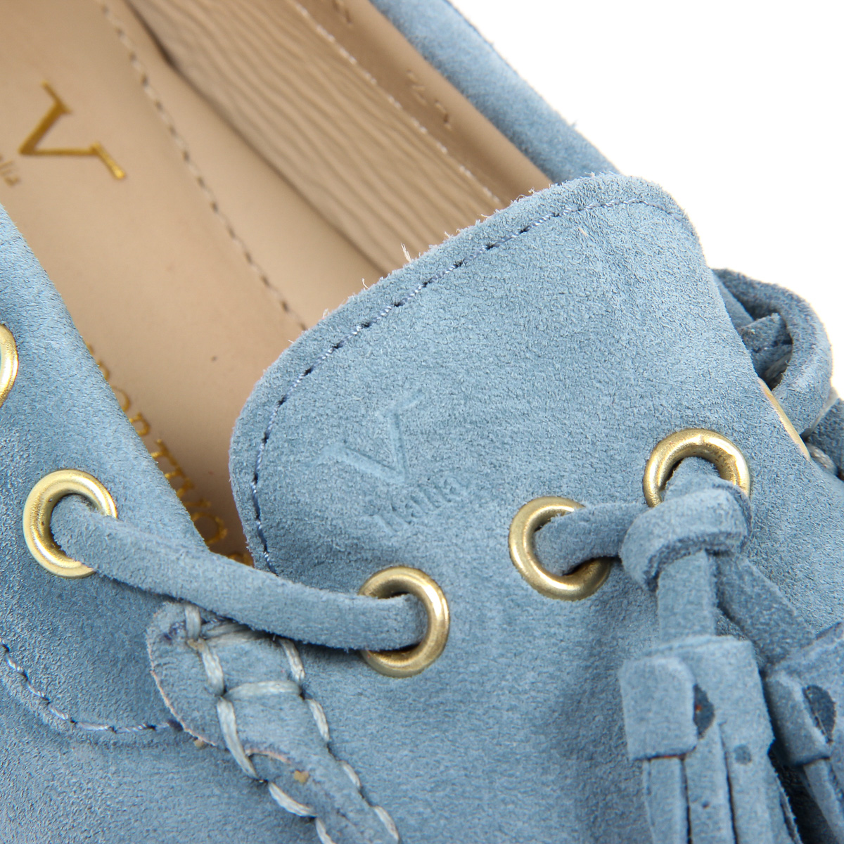 Mocasín V 1969 Italia para mujer azul claro TORINO