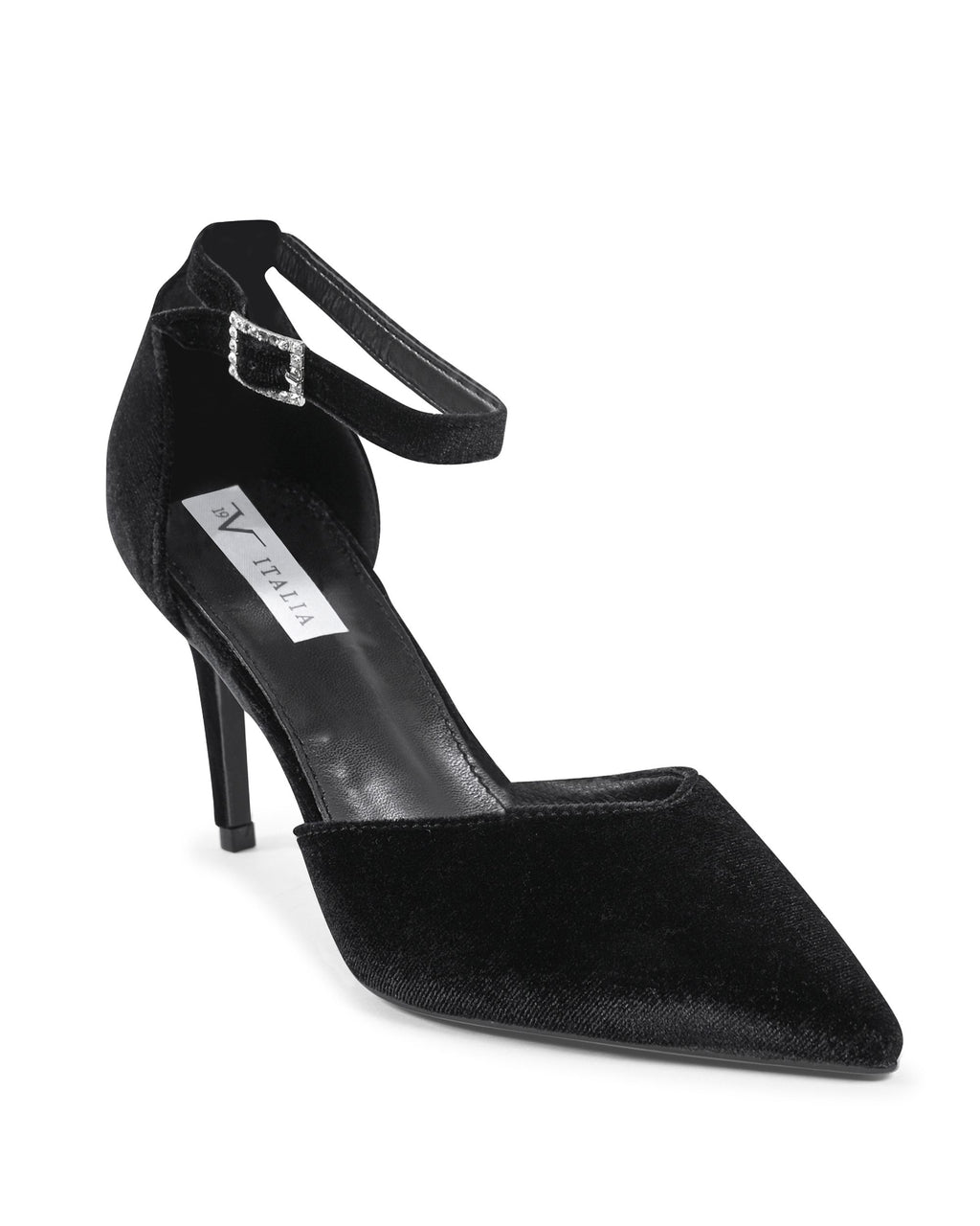 19V69 Italia - Zapatos de salón con tira al tobillo para mujer, color negro, F0110 NERO