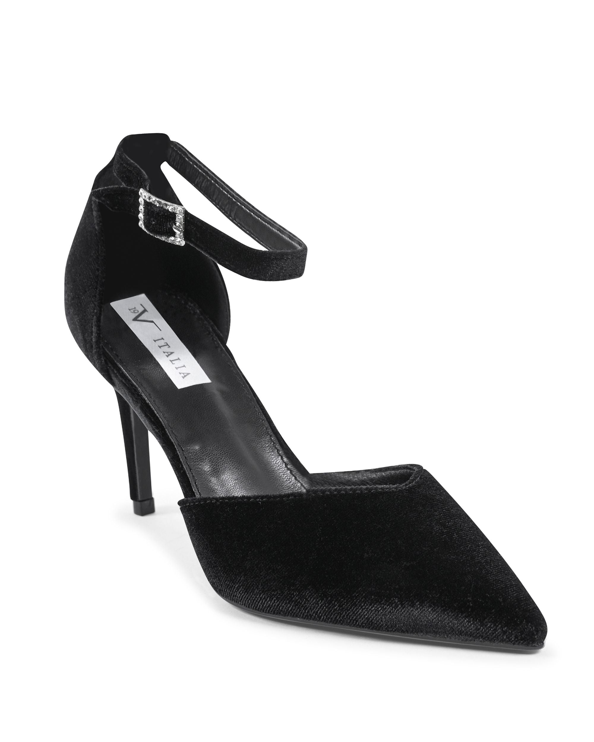 19V69 Italia - Zapatos de salón con tira al tobillo para mujer, color negro, F0110 NERO
