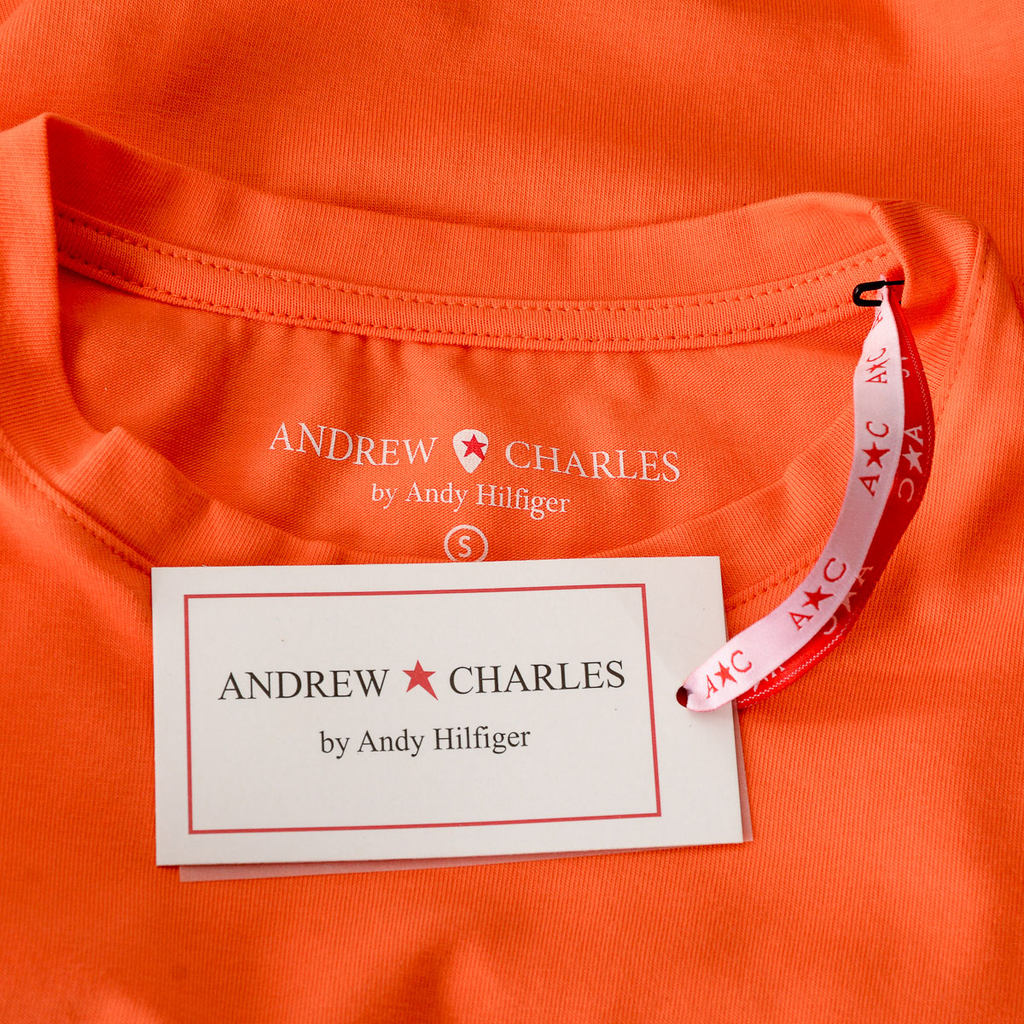 Camiseta Andrew Charles para mujer, manga corta, cuello redondo, naranja, TARANA