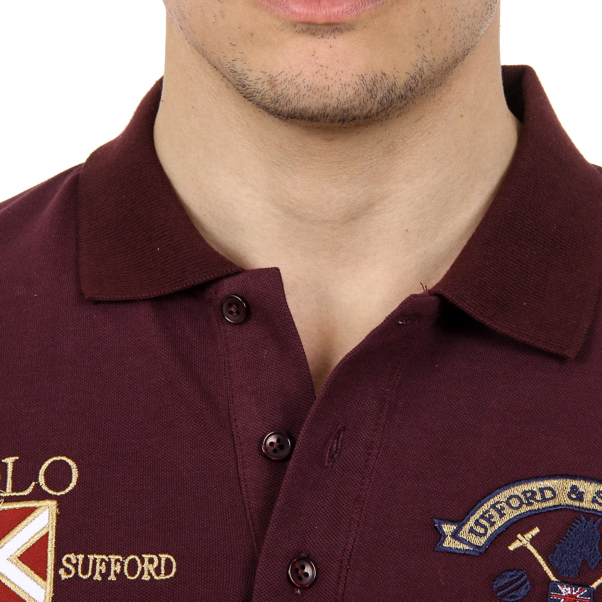 Polo Ufford & Suffolk Polo Club para hombre, manga corta, US007, burdeos