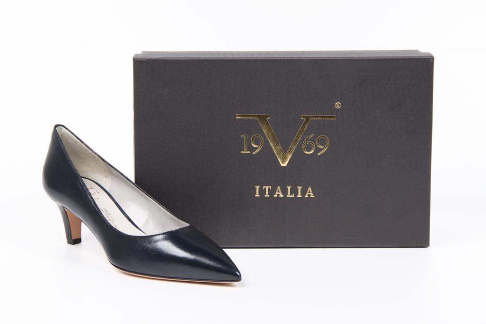 V 1969 Italia Zapatos de salón con tacón bajo para mujer 5534-LID55 PE ELIOS15BL CAPRETTO ELIOS BLU PRUSSI