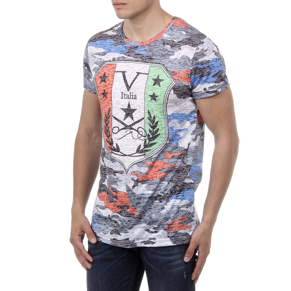 V 1969 Italia Mens T-shirt Short Sleeves Round Neck Multicolor OWEN