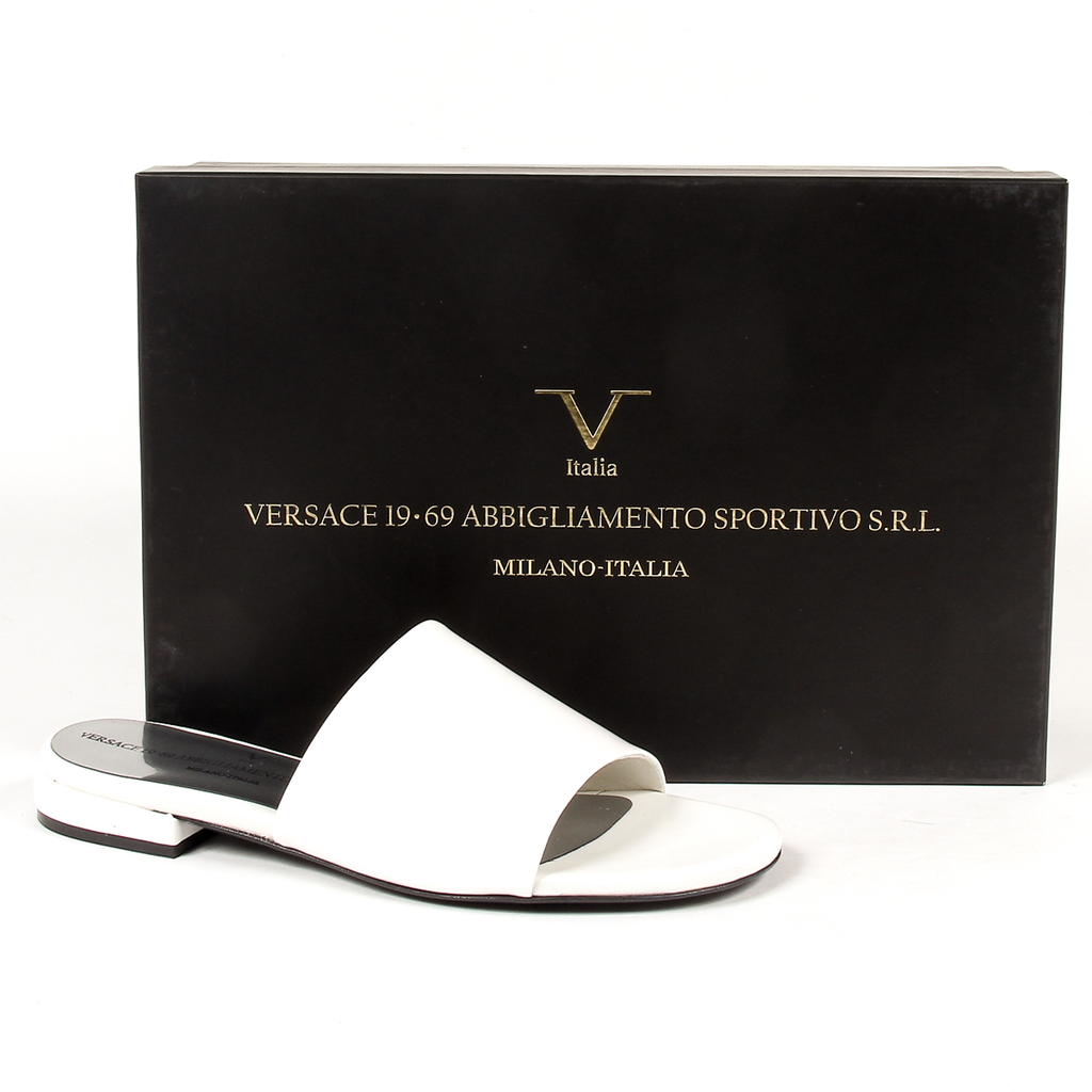 Sandalia plana V 1969 Italia para mujer, color blanco, IZAR