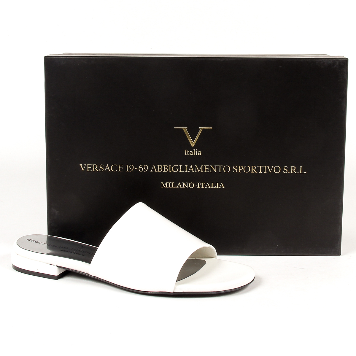 Sandalia plana V 1969 Italia para mujer, color blanco, IZAR
