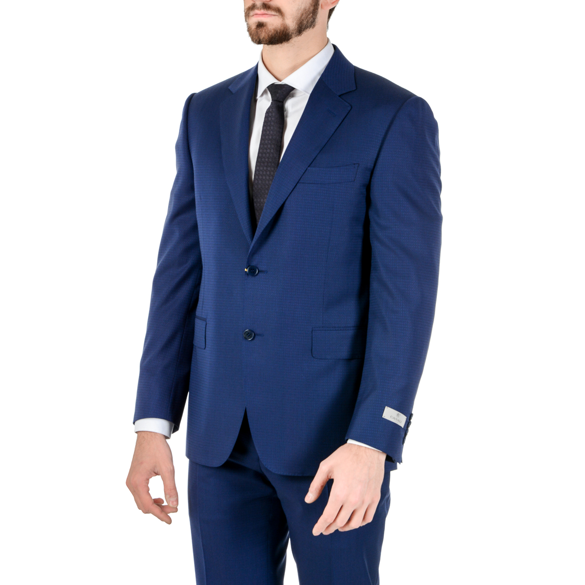 Canali Mens Suit Long Sleeves Blue Travel Natural Comfort