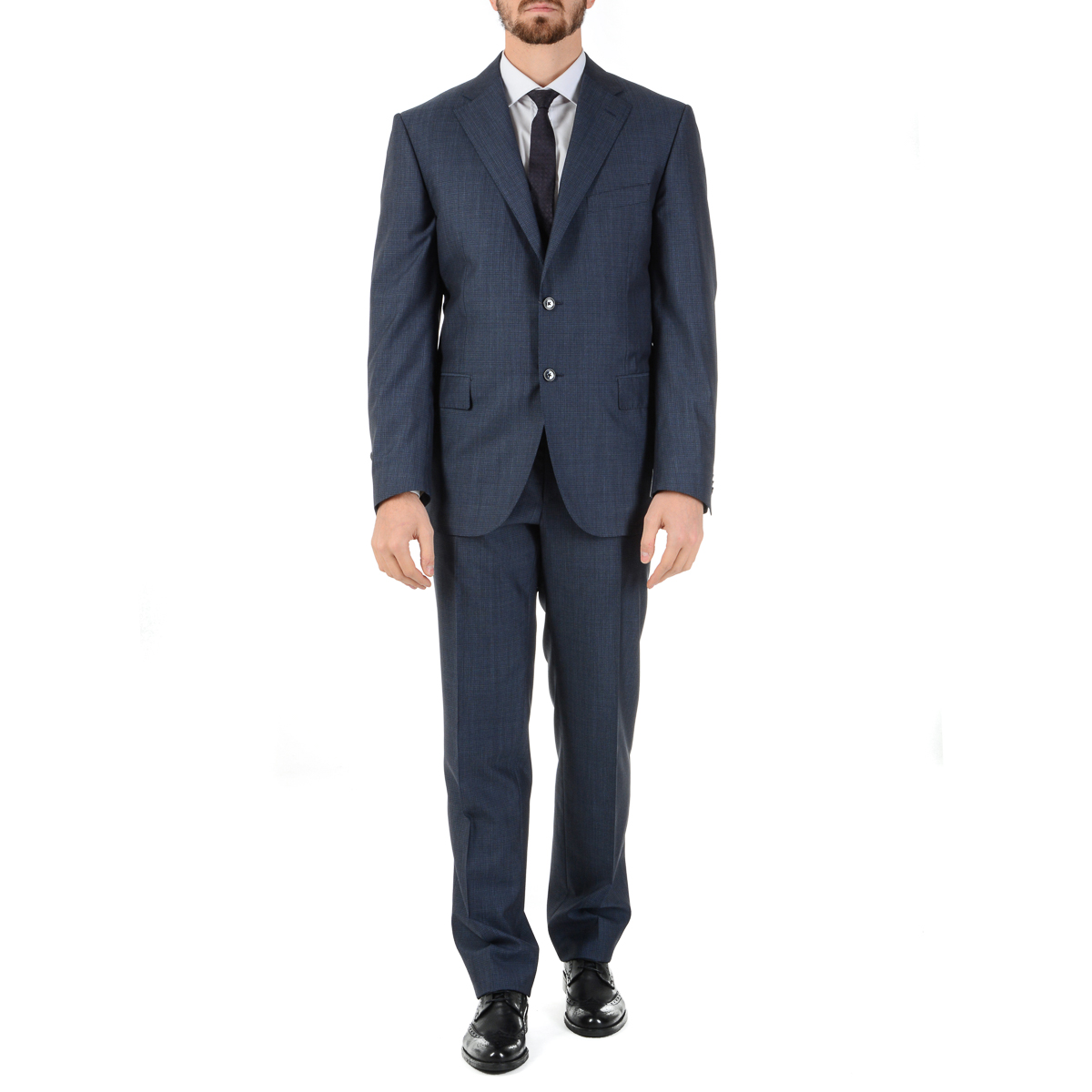 Corneliani Mens Suit Long Sleeves Dark Blue Super 130's