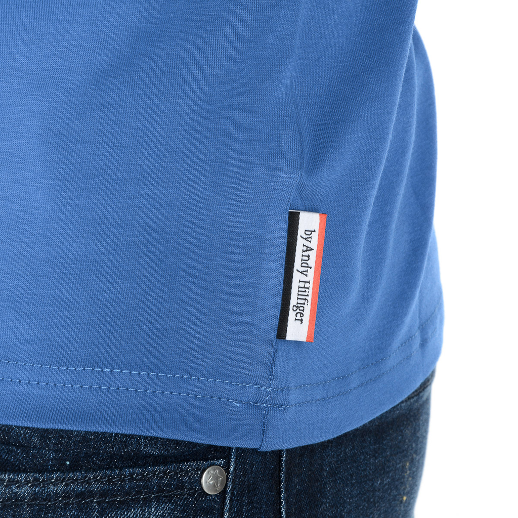 Camiseta Andrew Charles para hombre, manga corta, cuello en V, azul, KENAN
