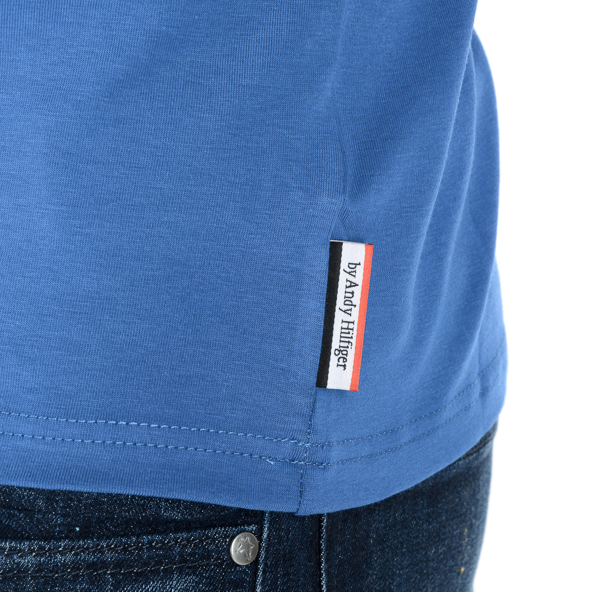 Camiseta Andrew Charles para hombre, manga corta, cuello en V, azul, KENAN