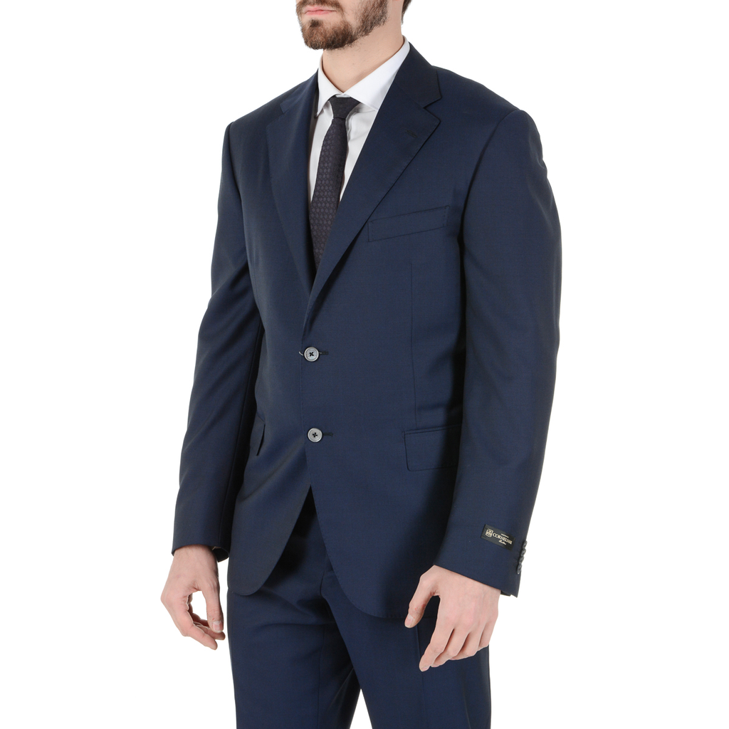 Corneliani Mens Suit Long Sleeves Dark Blue Super 130's
