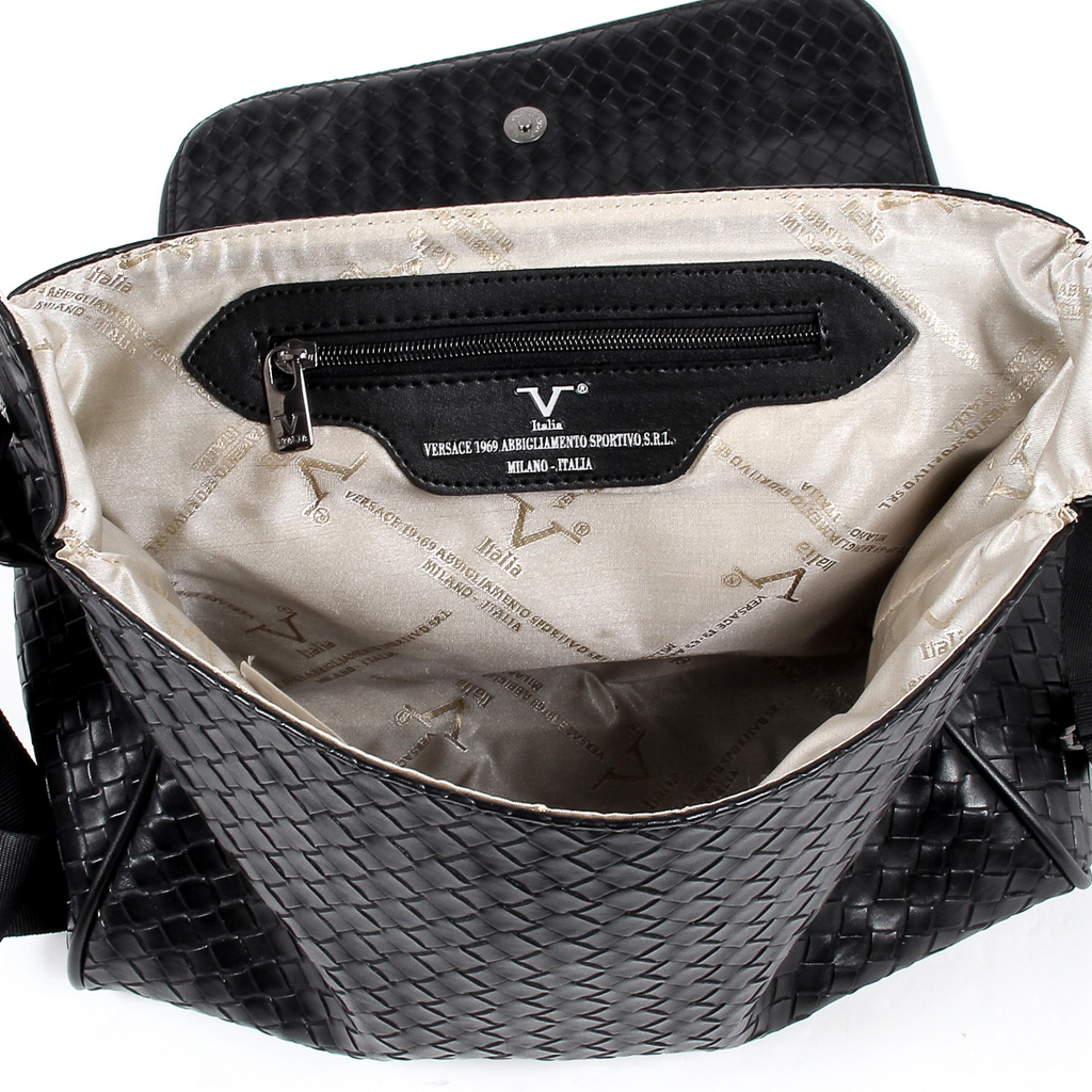 Bolso de mano para hombre V 1969 Italia negro LEROY