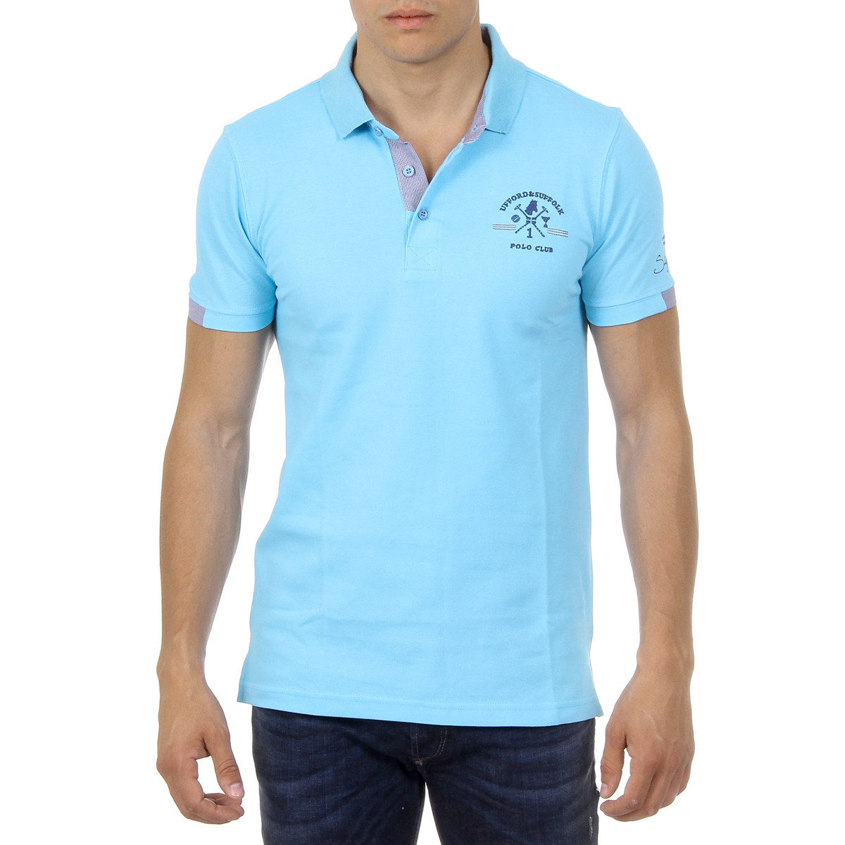 Polo Ufford & Suffolk Polo Club para hombre, manga corta, US025, azul