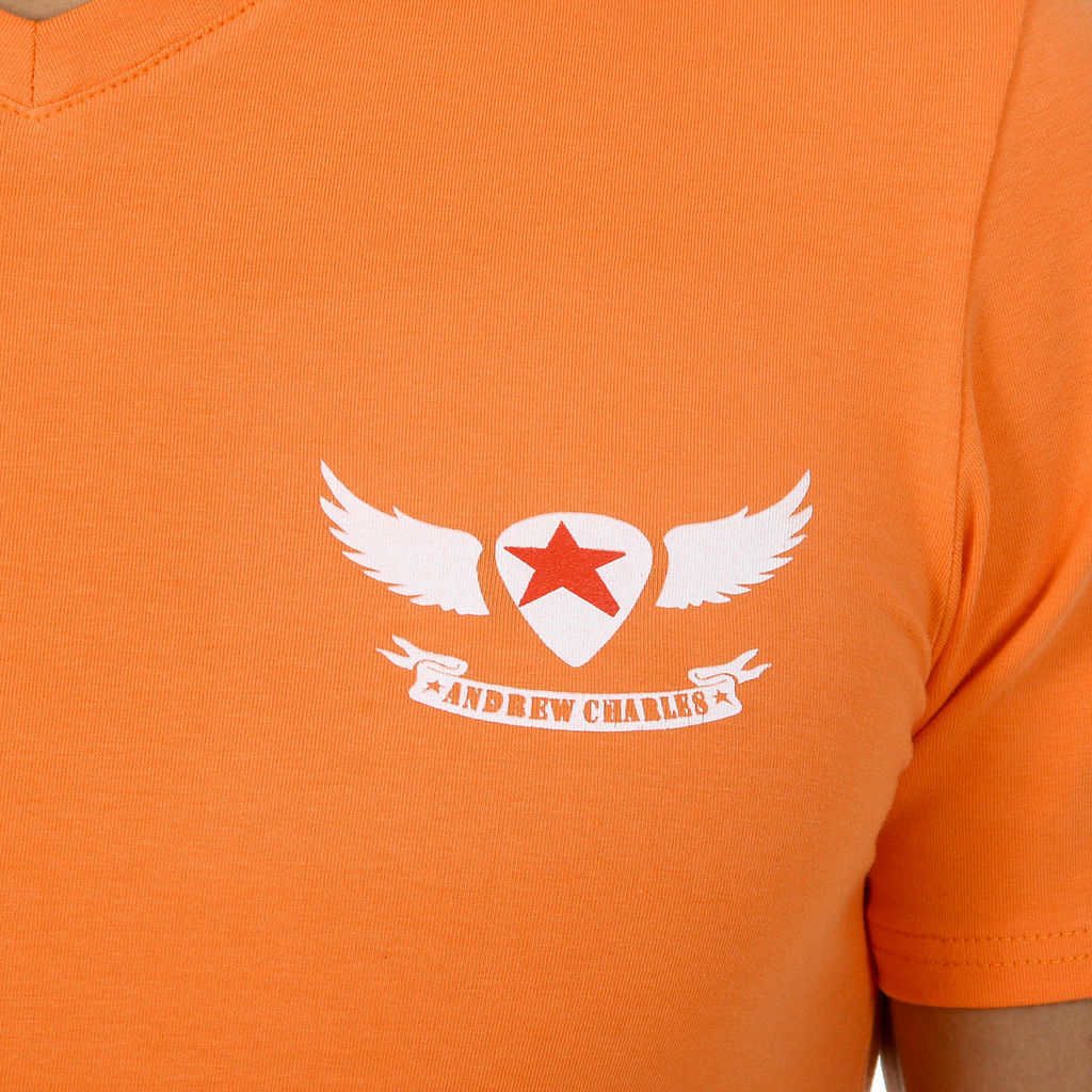 Camiseta Andrew Charles para hombre, manga corta, cuello en V, naranja, KENAN