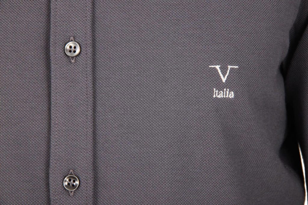 Camisa de manga larga para hombre V 1969 Italia Paris Piquet Grigio