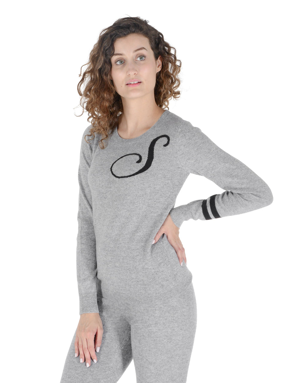 Suéter de cachemira con cuello redondo - Gris
