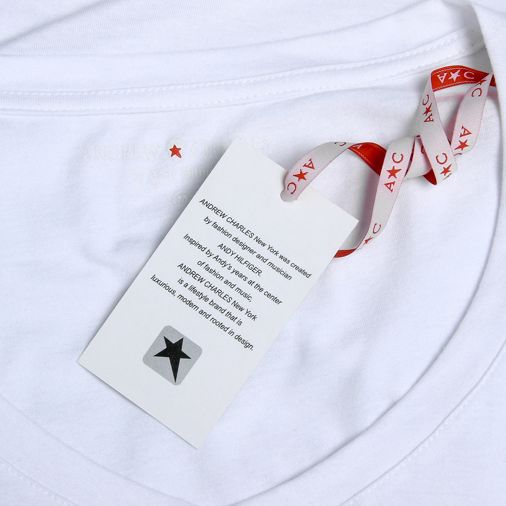Camiseta Andrew Charles para mujer, manga corta, cuello en V, blanca, TAPIWA