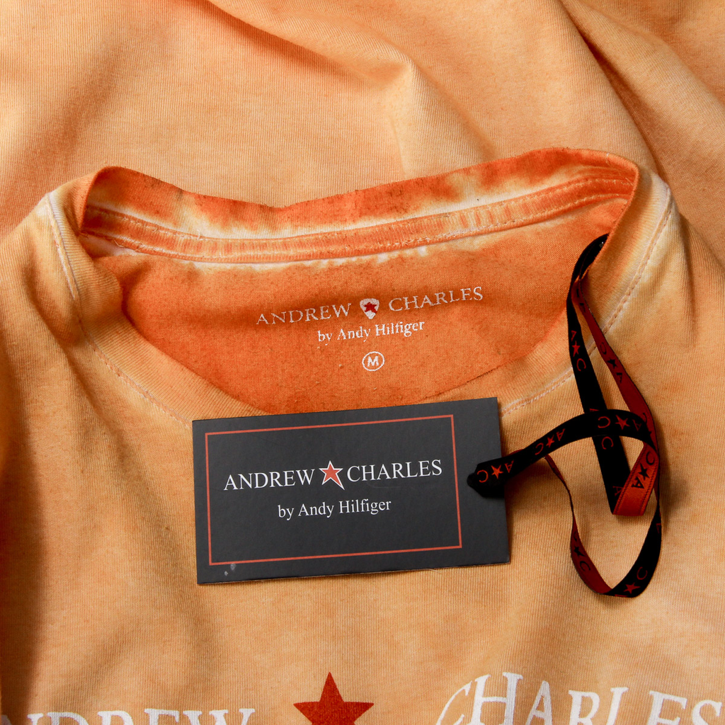 Camiseta Andrew Charles para hombre, manga corta, cuello redondo, naranja, KARITA