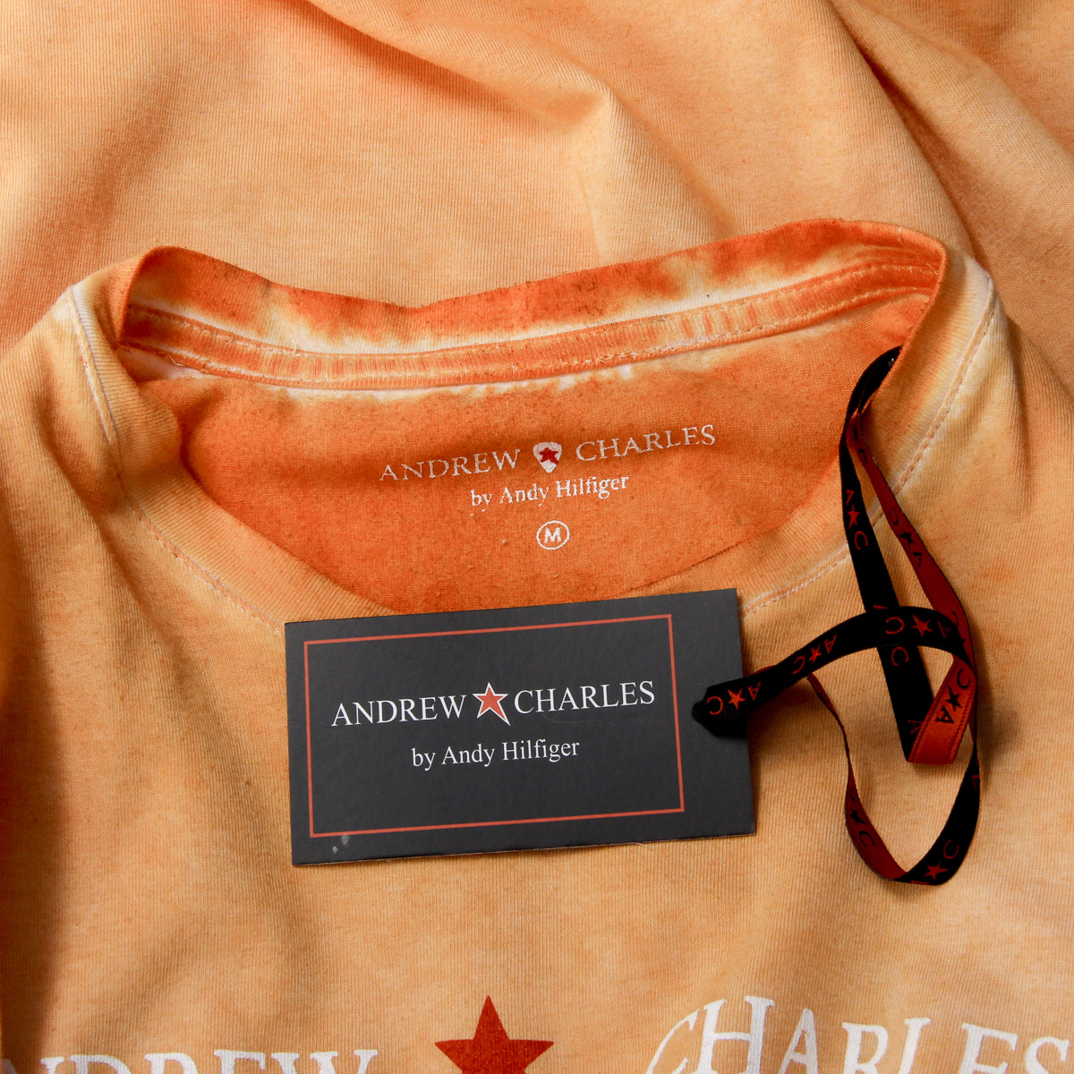 Camiseta Andrew Charles para hombre, manga corta, cuello redondo, naranja, KARITA