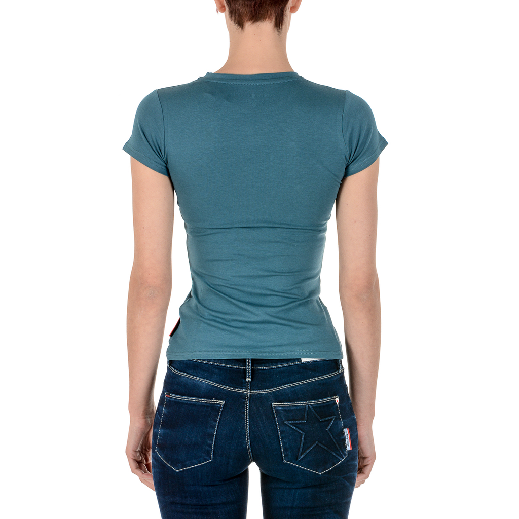 Camiseta Andrew Charles para mujer, manga corta, cuello redondo, verde TARANA