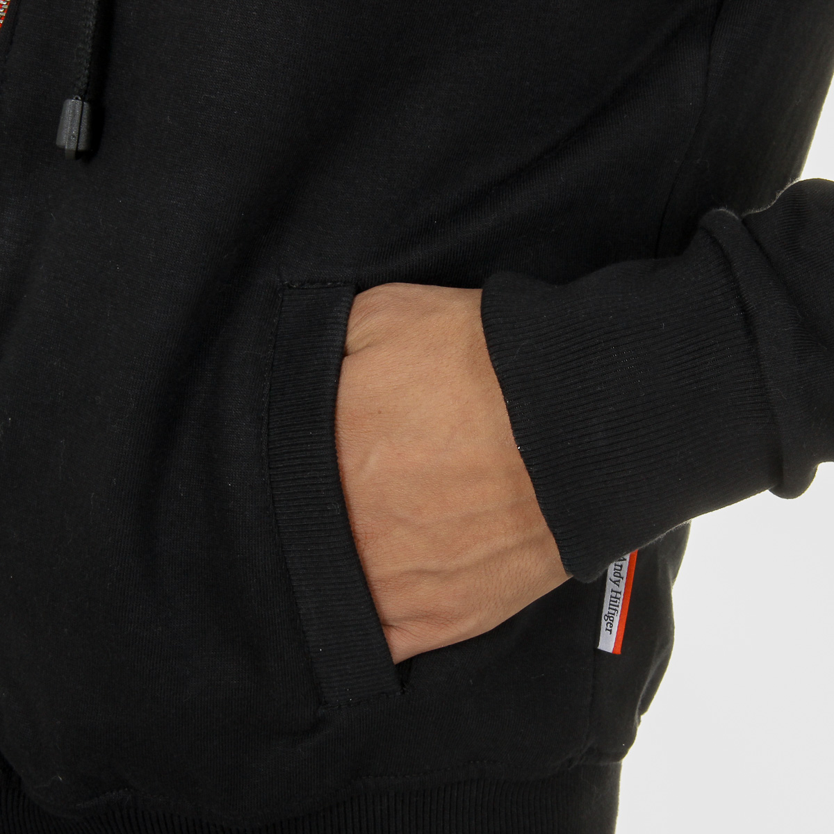 Sudadera con capucha Andrew Charles para hombre con cremallera, manga larga, cuello redondo, color negro FELA