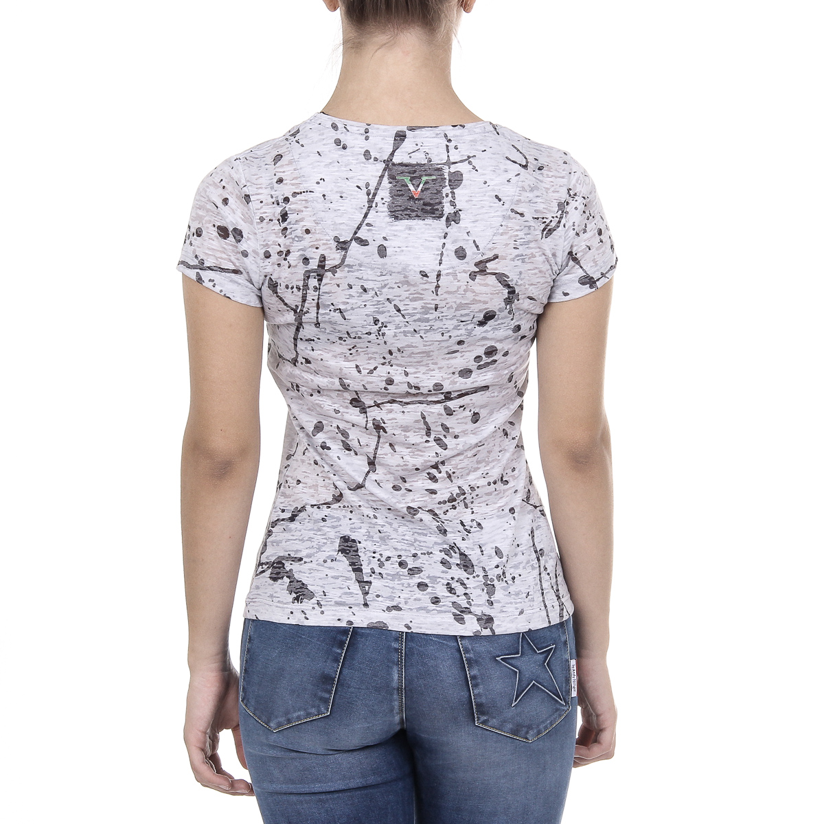 V 1969 Italia Womens T-shirt Short Sleeves Round Neck Grey AVA