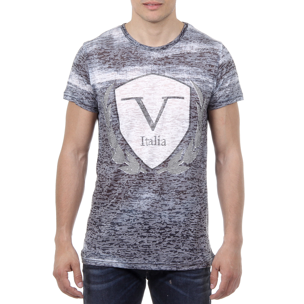 V 1969 Italia Mens T-shirt Short Sleeves Round Neck Black LOGAN